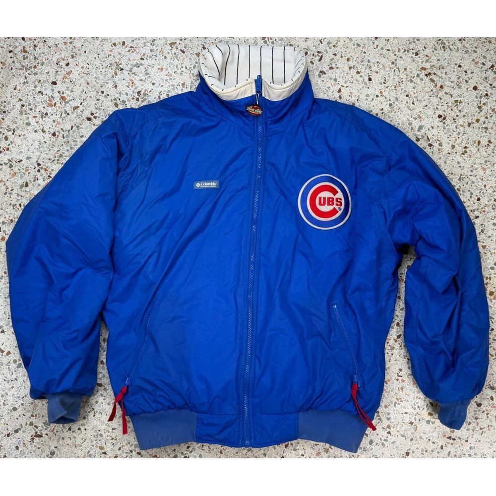Columbia MLB Chicago Cubs Rare Vtg Reversible Bomber Jacket Size Large